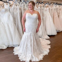 plus size wedding dresses mermaid sweetheart neckline flower pattern appliques lace bridal gowns 2021 spring robe de marie
