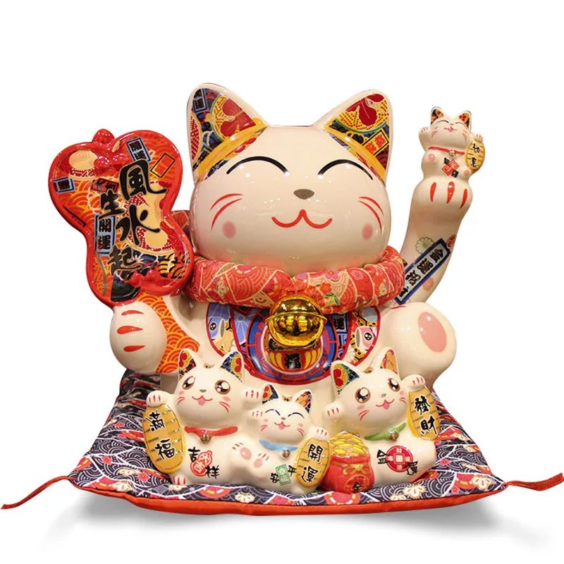 

Feng Shui Decoration Ornament Creative Ceramic Lucky Cat Figures Home Decoration Accessories Store Receiption Table Decor Crafts