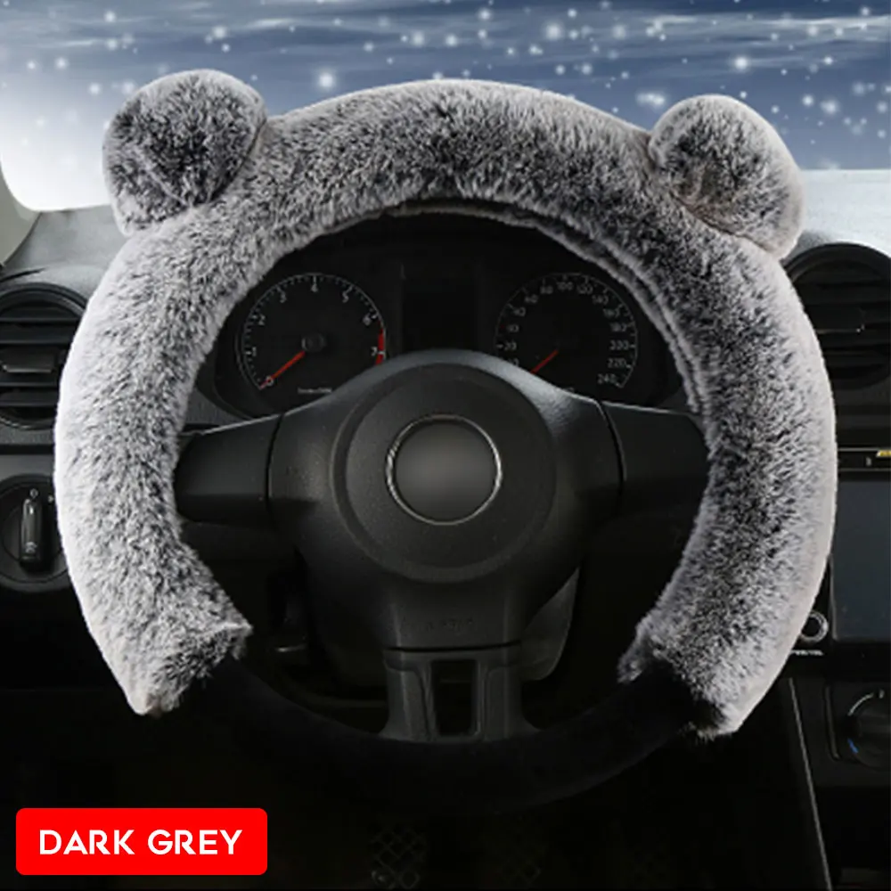 

Vehemo 38cm Plush Car Steering Wheel Cover Steering Wheel Wrap No Lint Universal Winter Non-Slip Steering Wheel Protector