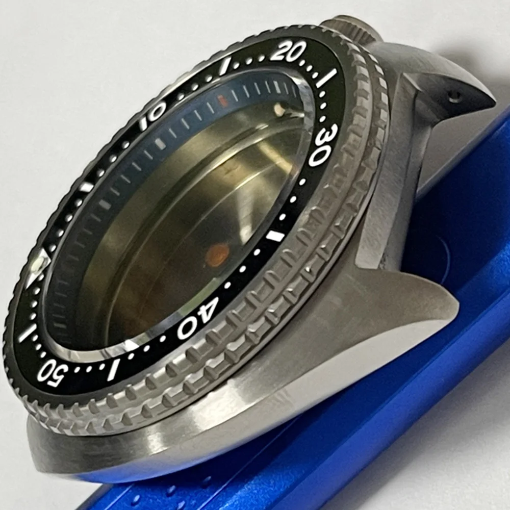 Watch Part 46.6mm Titanium Material Turtle King Watch Case Sapphire Crystal Ceramic Bezel Fit NH35/36 Automatic Movement