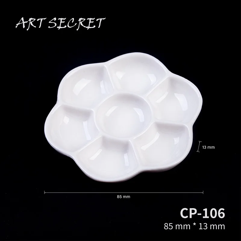 

Artsecret CP106 Mini Round Paint Palette Tray Ceramics for Craft DIY Art Painting Easy to Wash White Palette