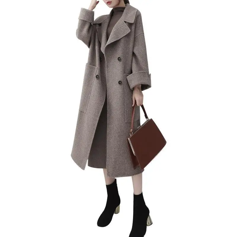 

Woolen Coat New Autumn and Winter Was Thin Loose High-End Wool Coat Women's Mid-Length