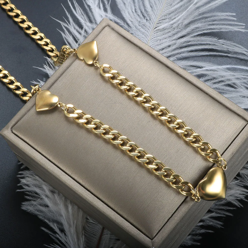 

ZMFashion Hip Hop Love Pendant Chain Thick Exaggerated Grinding Chain Necklace Ladies Men Stainless Steel Jewelry Accessories