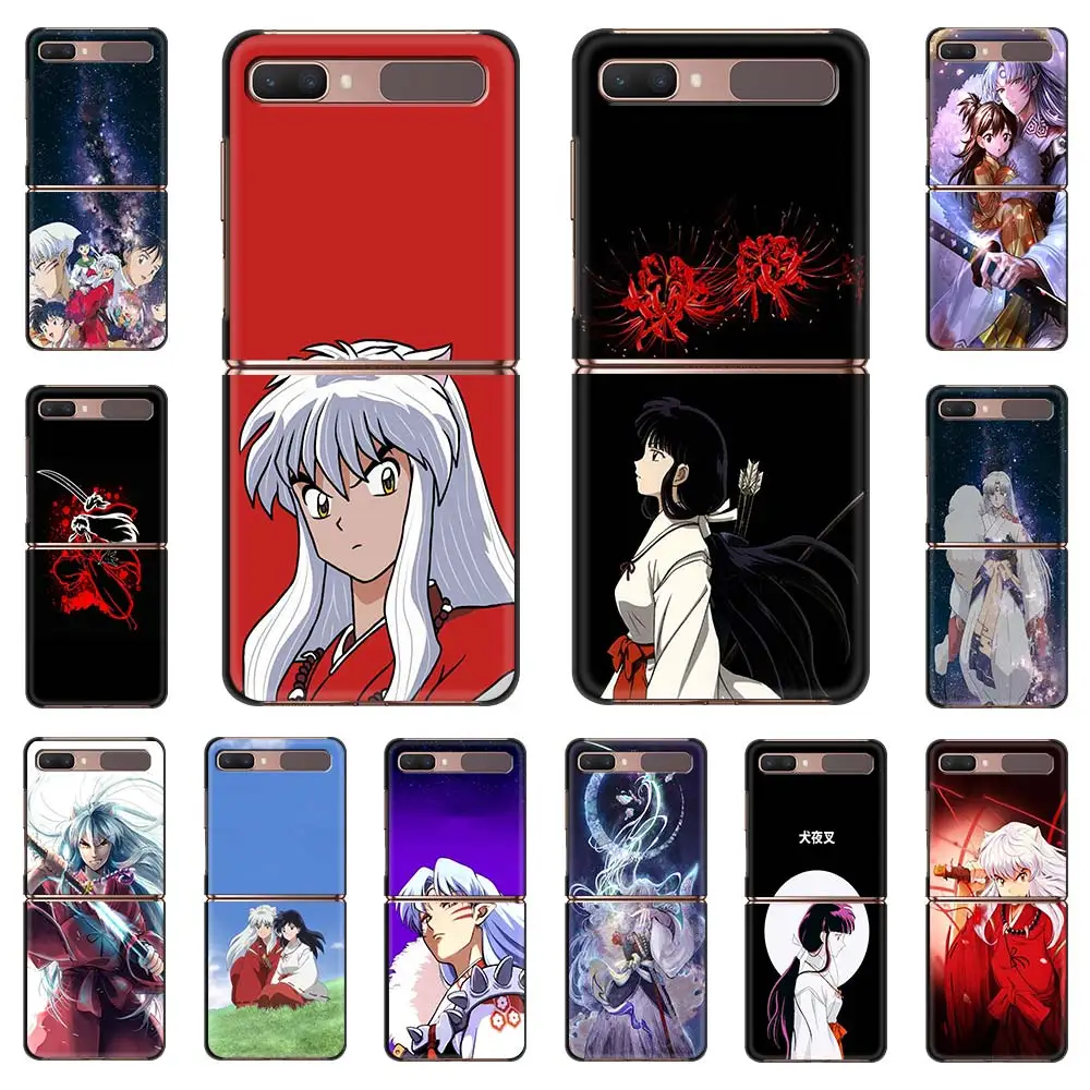 

Phone Case For Samsung Galaxy Z Flip Fold Hard PC Cover For Galaxy ZFlip 5G Mobile Bag Back Shell Japan Anime Inuyasha Cute