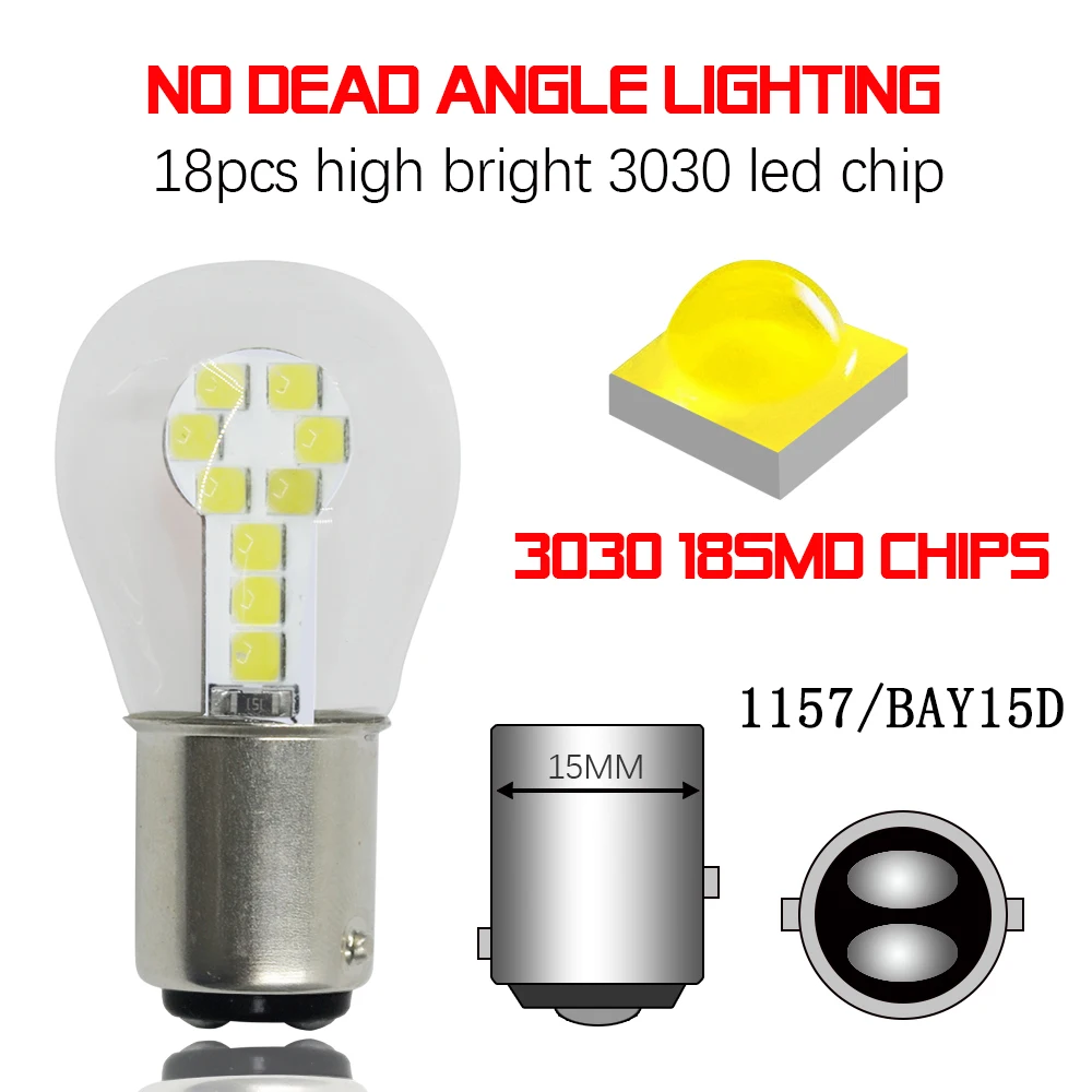 Дневный ходовой светильник 1 шт. S25 1156 P21W BA15S BAY15D P27W 1157 3030 18SMD|Сигнальная лампа| |