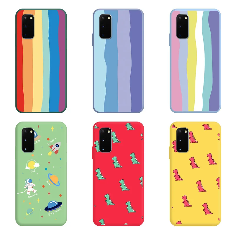 

For Samsung Galaxy S20 Pro Case Soft TPU Colorful Cartoon Pattern Cute Dinosaur Flower Fundas Shell Phone Protection Cover