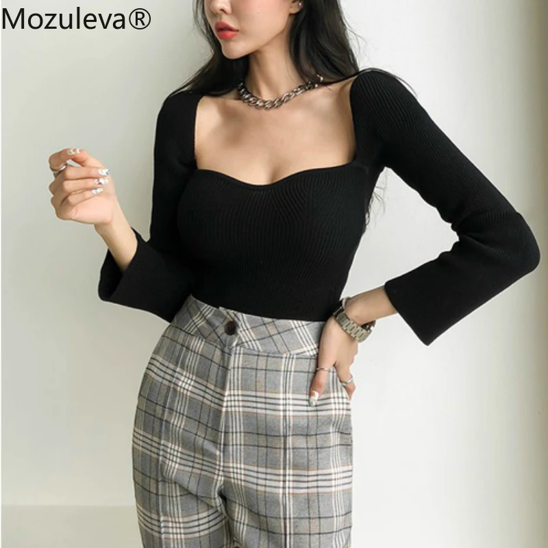 Женский свитер с квадратным вырезом на осень/зиму | Женская одежда