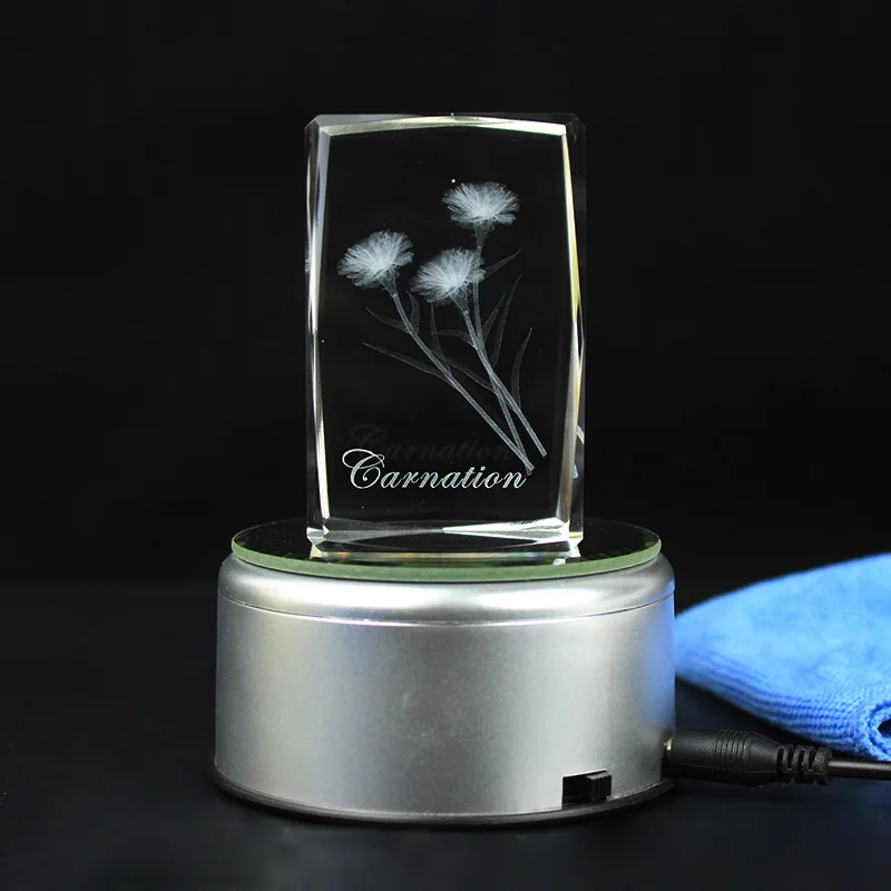 Горячая Мода дни матери подарки кристалл Гвоздика цветок 3D лазерная гравировка