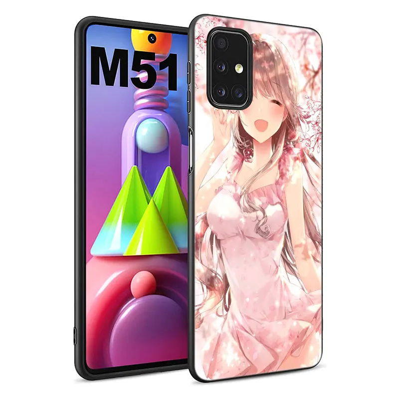 Японский розовый аниме чехол для Samsung Galaxy M12 M11 M21 M02S M42 M30S M31S M40S M51 M32 M01 J2 Core J6 J8 2018 J4 -