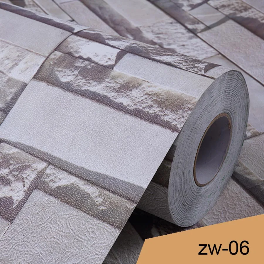 ZW-06 Водонепроницаемая 3D стереонаклейки винтажная кирпичная текстура самоклеющиеся обои для гостиной спальни комнаты украшения стены стикеры - Цвет: ZW-06