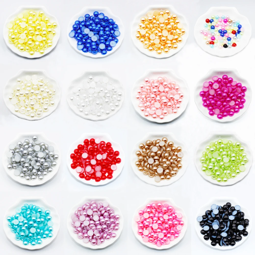 

8mm Half Round Flatback ABS Imitation Pearls Beads Bulk Wholesale Scrapbook Acrylic Beads for DIY Jewelry Making Findings