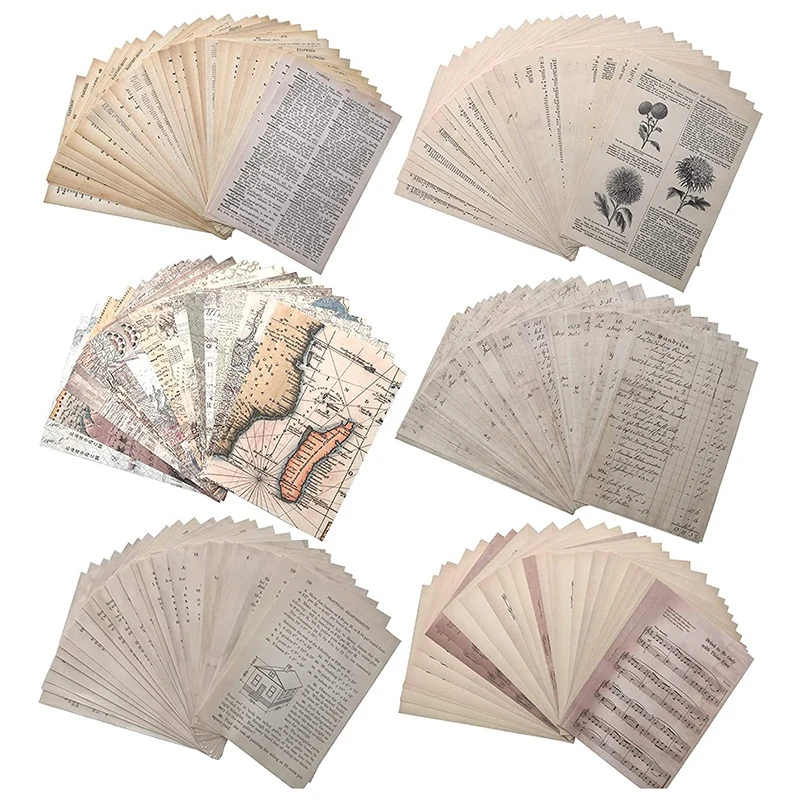 

180 Sheets Vintage Journaling Scrapbooking Supplies Retro Scrapbooking Paper Craft Kits for Collage Album, Journaling