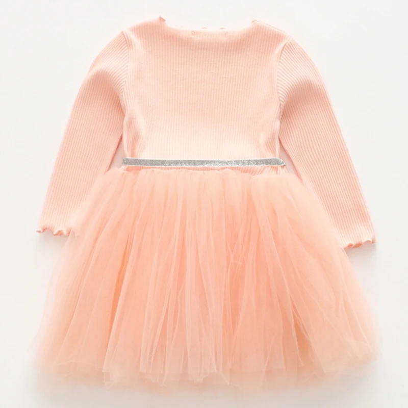Baby Girls Dress Autumn Children Clothes Spring Long Sleeve Straped Bow Pleated Dress for Girl Kids Princess Dresses 2 7 Years