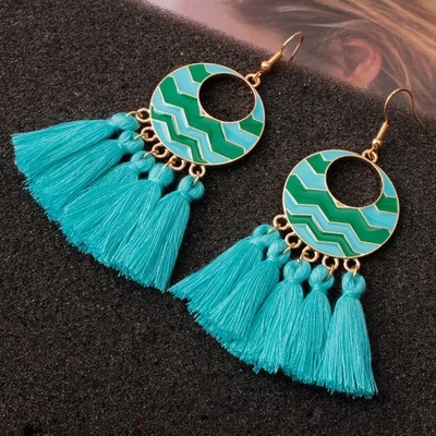 Новинка модные женские винтажные серьги-капли с кисточками в стиле бохо черные