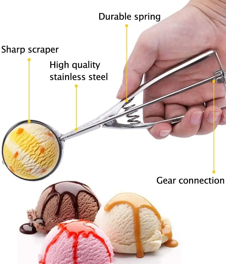 4/5/6CM Ice Cream Spoon Stainless Steel Spring Handle Cookie Scoop Fruit Watermelon Dig Ball | Дом и сад