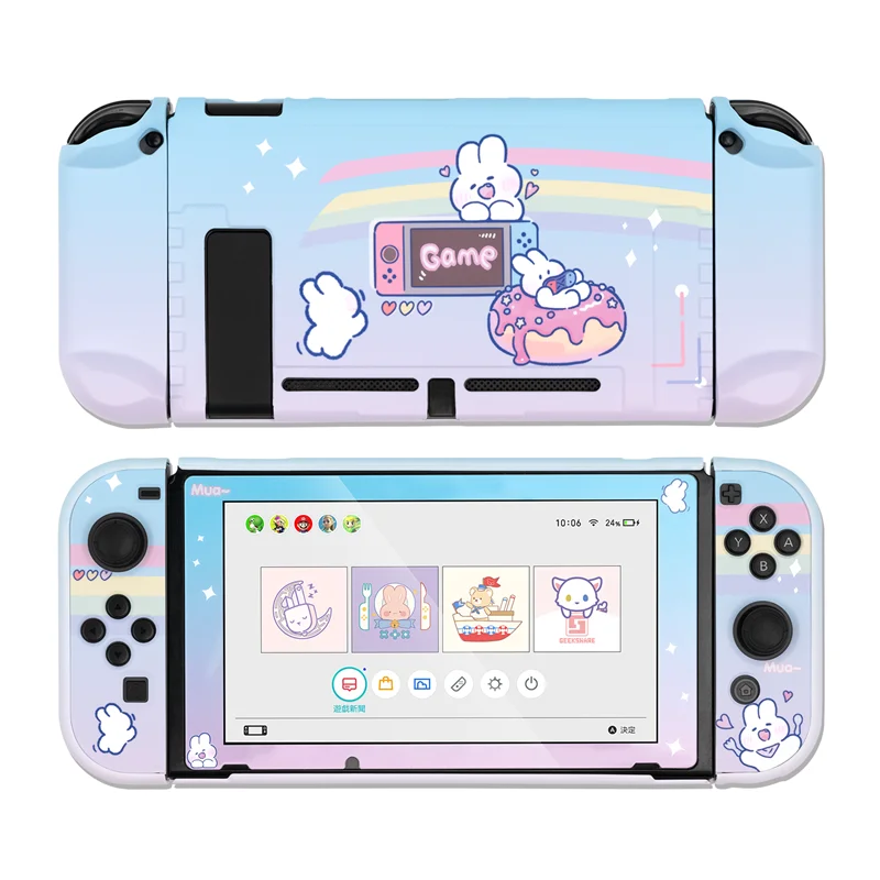 

Geekshare Nintendo Switch Case Soft Cute Rabbit Rainbow Signed Jointly Cartoon Fairy League Shell For Nintendo Switch Accessory