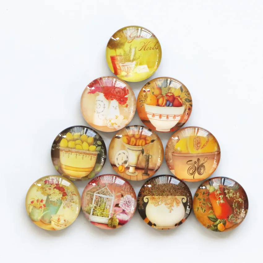 

Free shipping (10pcs/lot) Retro Crystal Glass Fridge Magnet Kawaii Round Magnetic Message sticker Home Decor kids gift