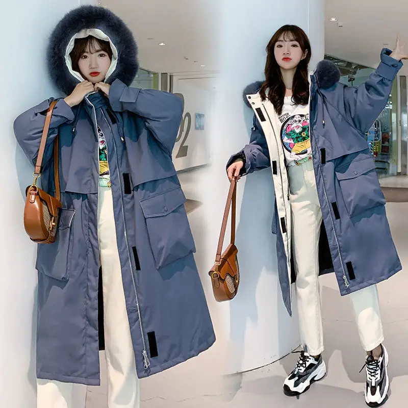

Oversize Wadded Parkas 2020 Winter New Long Thicken Women Jacket Korean Loose Large Size Cotton Padded Park Coat Overcoat Y617