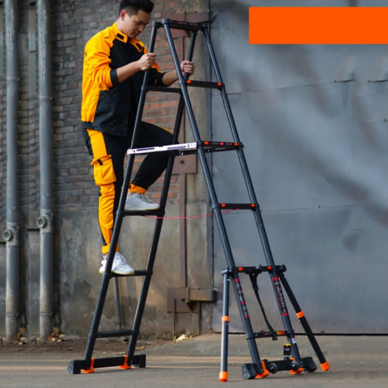 1.5+1.5m/1.9+1.9m multifunctional aluminum alloy telescopic herringbone ladder, household portable engineering folding ladder