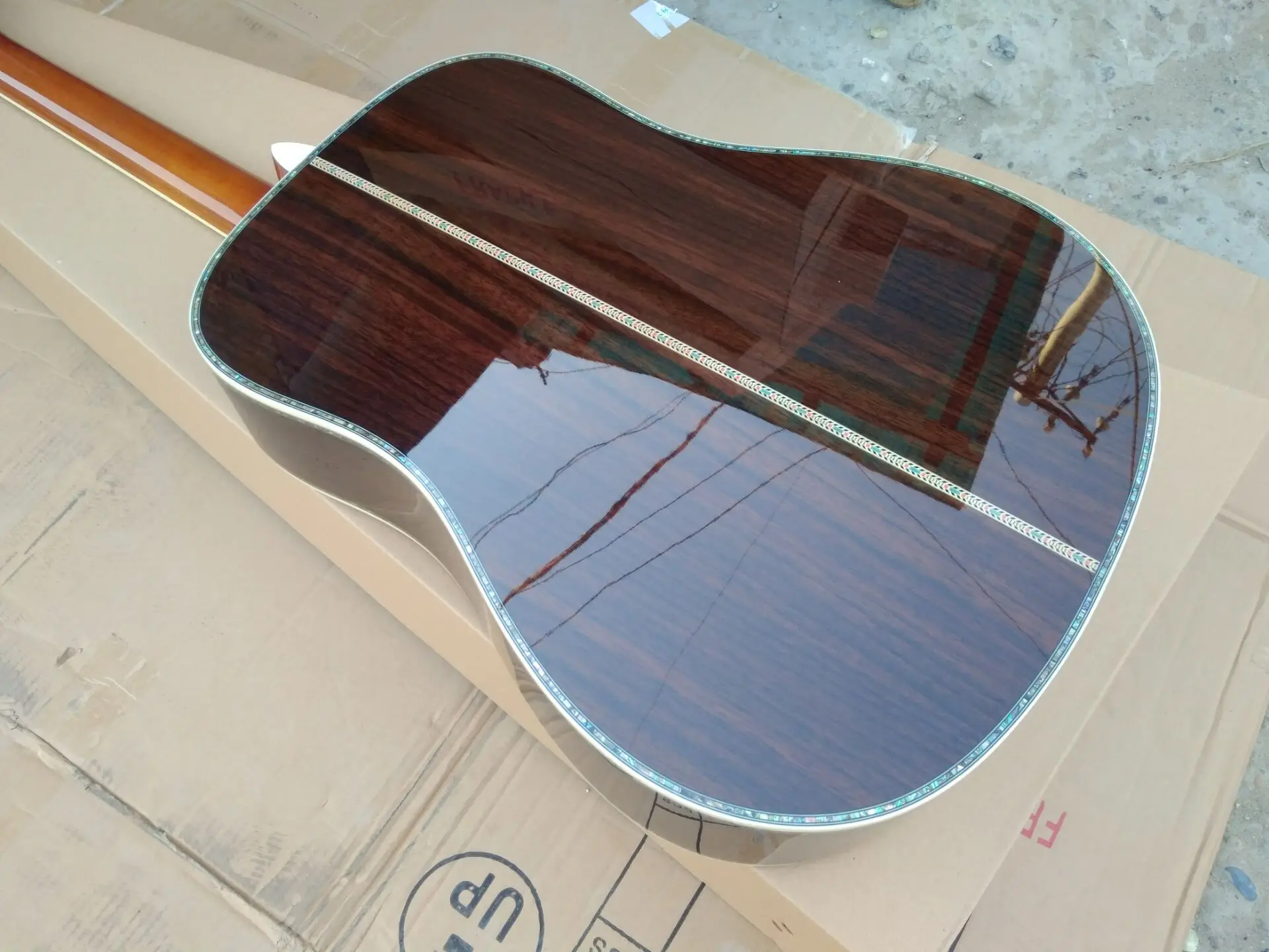 

Solid Spruce Top D Style Acoustic Guitar, Real Abalone Ebony Fingerboard 41 Inches Electric Acoustic Guitar,Free Shipping