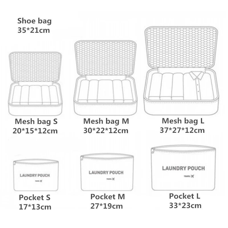 New 7Pcs/set Storage Clothes Underwear Travel Bag Portable Luggage Clothing Organizer High Quality Finishing Set Travel Mesh Bag
