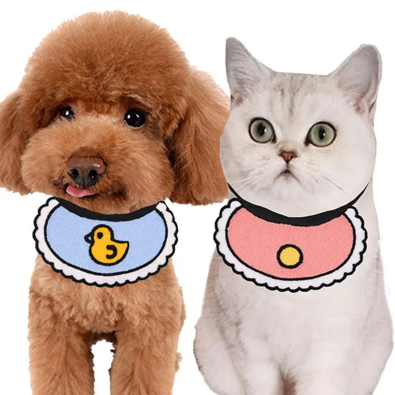 

Cartoon Pet Dog Saliva Towel Bib Scarf Collar Adjustable Hand Knitted Fabric Pet Neckerchief Saliva Towel for Cat Puppy Kitten