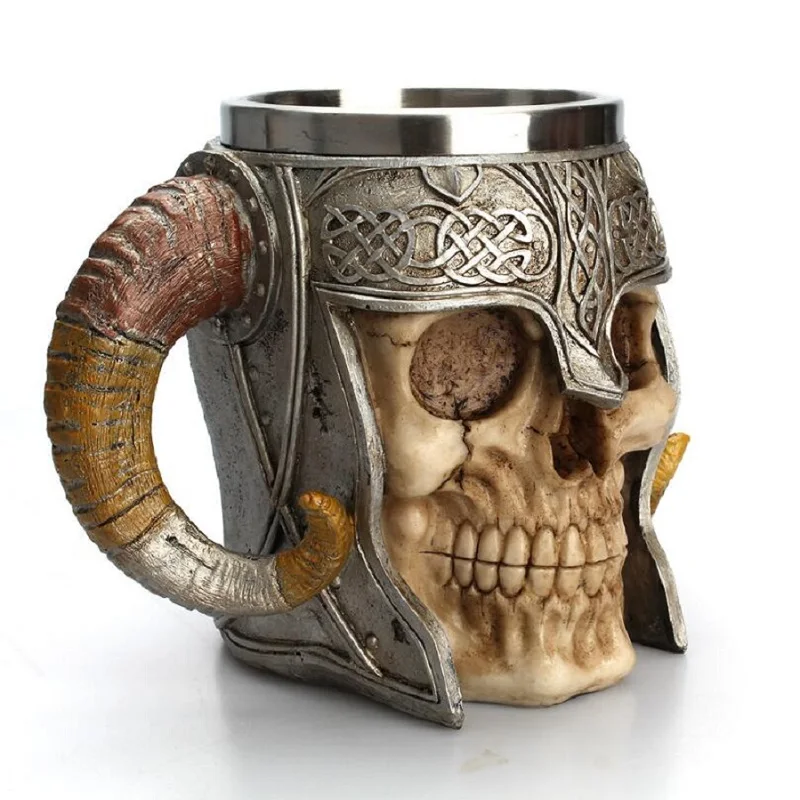 Креативная чашка из нержавеющей стали с изображением черепа рыцаря овечьего