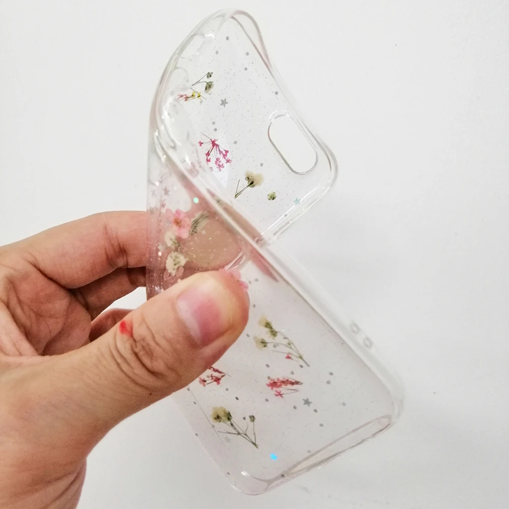 Прозрачный прессованный чехол для телефона ручной работы с сушеными настоящими