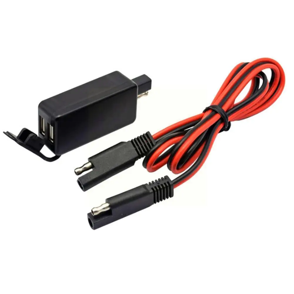 

Motorcycle SAE connector dual USB charger cable adapter fuse in-line waterproof dual port Y9J7