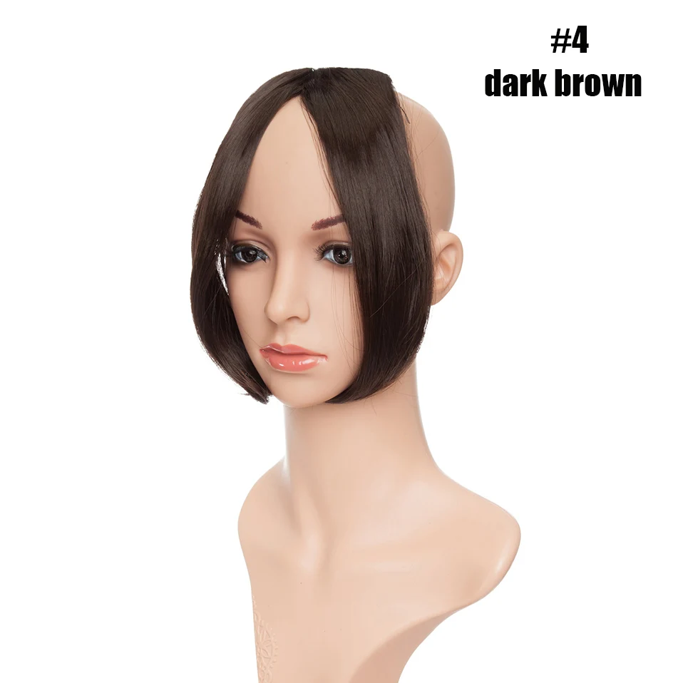 dark brown S-noilite 9 дюймов Пряди для челки с креплением в средней части боковые пряди на заколках для наращивания Для женщин Bang искусственные волосы синтетический верх спереди наращивание натуральных волос - Цвет: dark brown