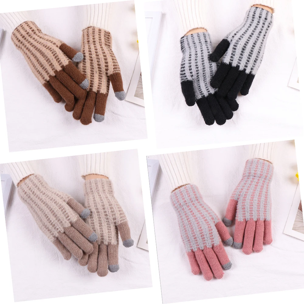 Новые зимние теплые плотные перчатки для сенсорного экрана женские кашемировые