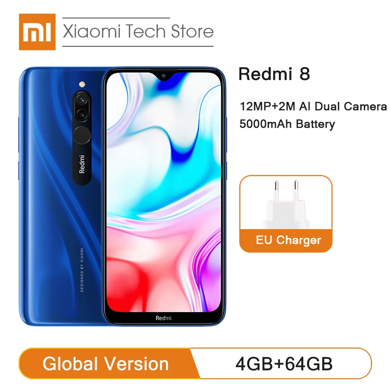 Глобальная версия Xiaomi Redmi 8 4GB 64GB смартфон 5000 мАч Snapdragon 439 Octa Core 12MP двойная камера