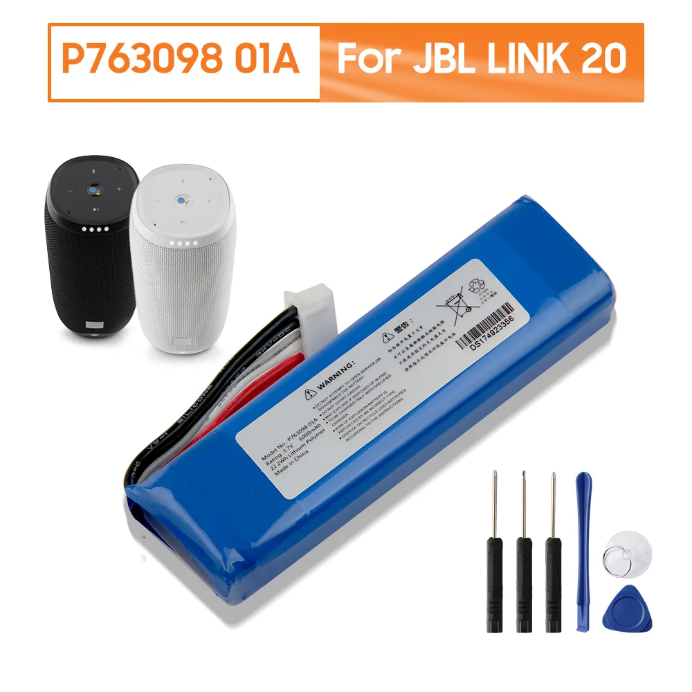 

Original Replacement Battery P763098 01A For JBL LINK 20 LINK20 Bluetooth Audio Speaker Genuine Rechargable Battery 6000mAh