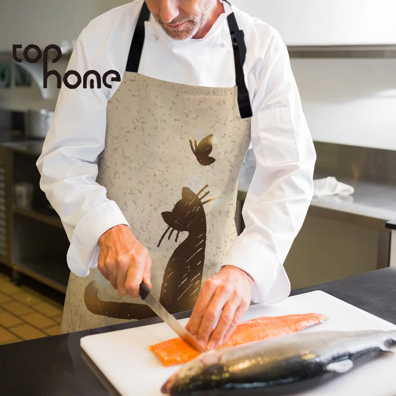 Кухонный Фартук Tophome с художественным дизайном кошки удобные фартуки из парусины