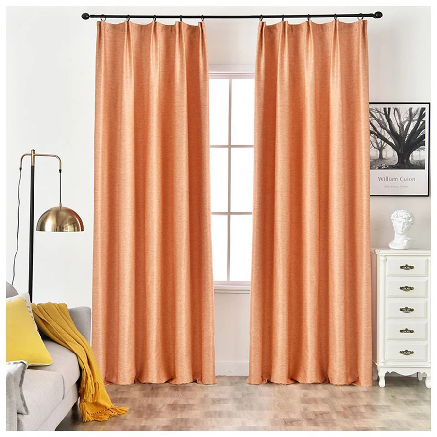 

Modern Window Shading Curtains For Living Room Yellow Orange Solid Thick Bedroom Decoration Curtain Kitchen Fabric Cortinas 2