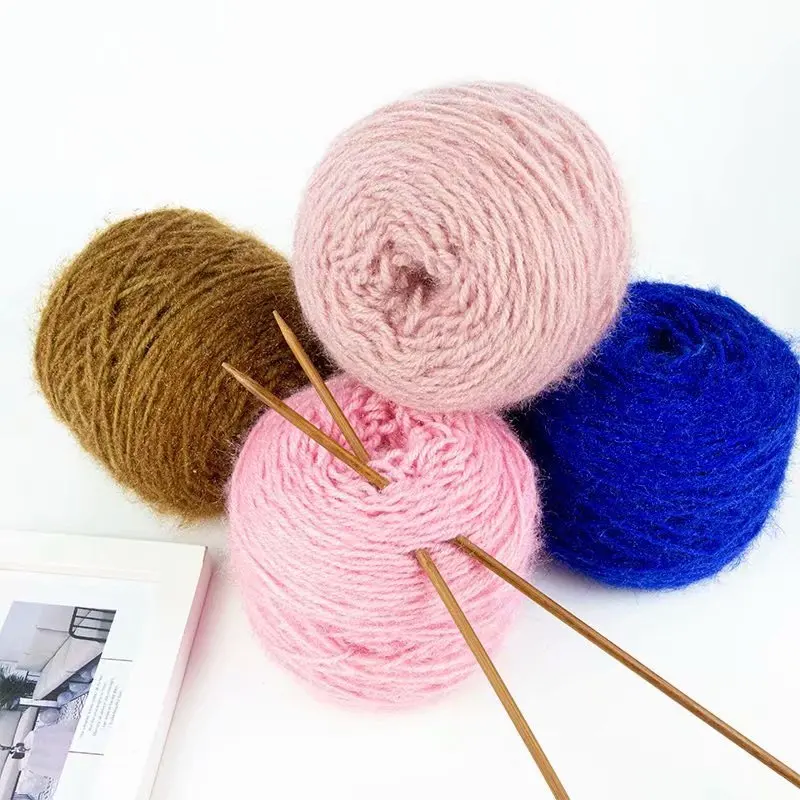 

150g Squirrel Down Yarn Ball Bright Silk Long Hair Double-Sided Velvet Stick Needle Thread Hand-knitted Crochet Scarf Hat Thread