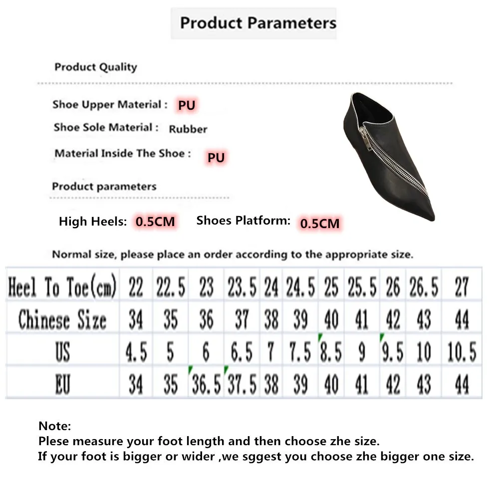 

Pointed Sexy Women Pumps Spring New Low Top Leather Runway Party Shoes Solid Color Chunky Platform Short Boots Zip Ankle Boots