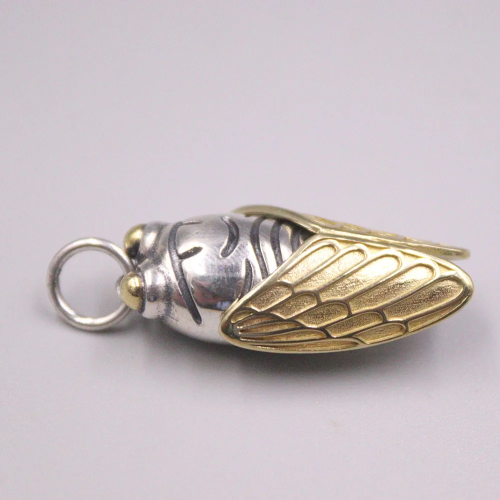 

New Fine Pure Sterling Silver S925 Pendant Women Men Cicada Figure Pendant 29mmL