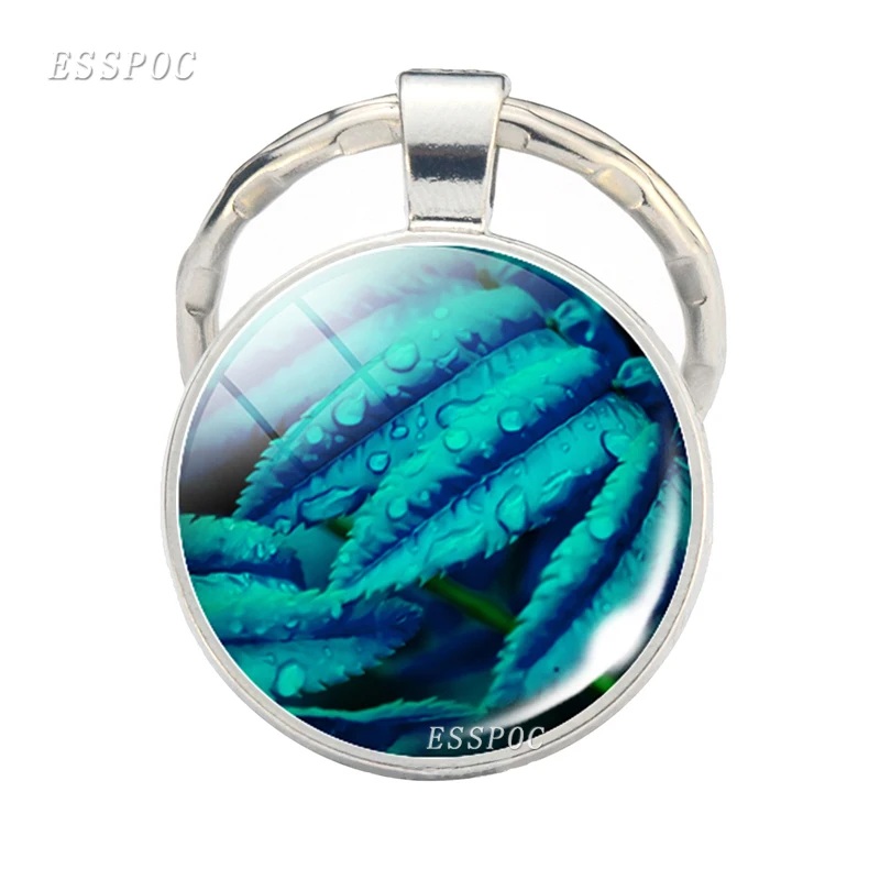 Зеленый Жилка листа узор брелок со стеклянным кабошоном ювелирные изделия для