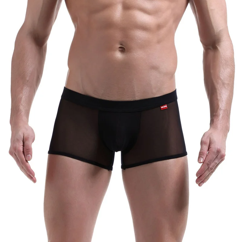 Мужские боксеры сексуальные хлопковые шорты сетчатые прозрачные удобные трусы