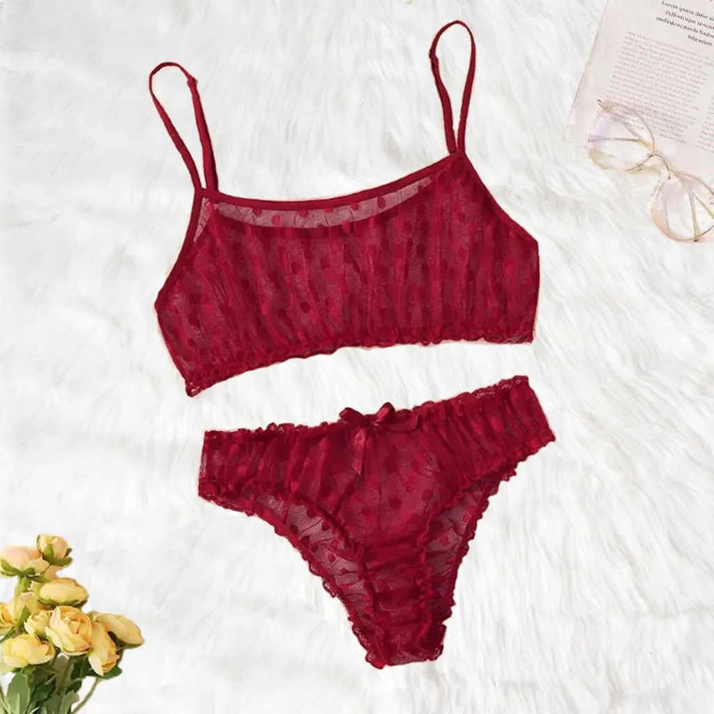 Новый сексуальный кружевной комплект нижнего белья в горошек с оборками