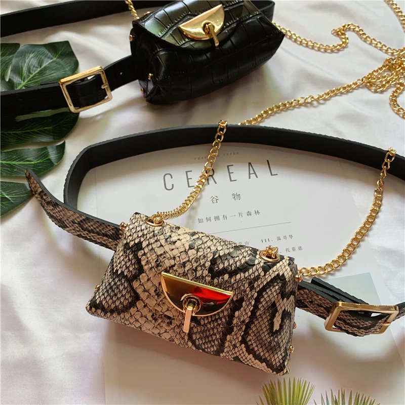 Поясная Сумка из змеиной кожи Женская поясная сумка на плечо крокодиловой