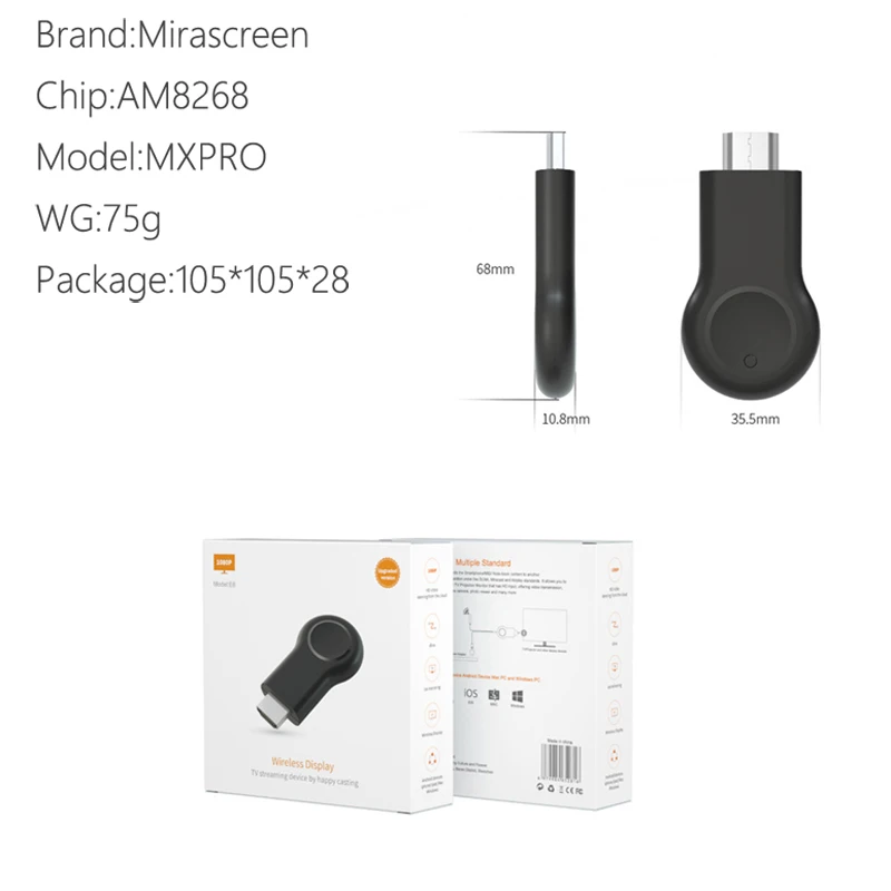 Mirascreen MXPRO TV Stick HDMI 1080p wifi приемник Dongle HDMI TV Stick (art.: 3a36a801bf8) - 3a36a801bf8
