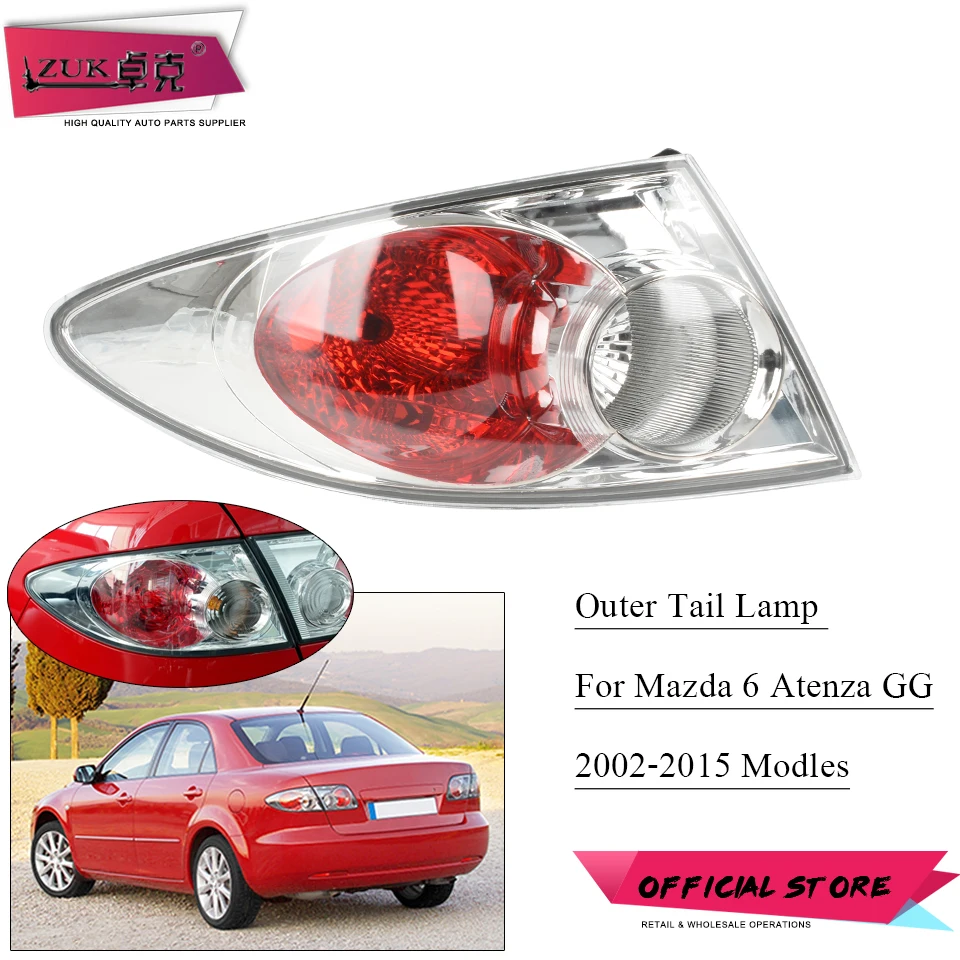 

ZUK Taillamp Brake Lamp Stop Light For Mazda 6 GG Sedan 2002-2015 M6 Fastback Sport Rear Bumper Taillight White Type