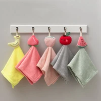 fruit cartoon styling coral velvet hand towel creative home kitchen can haamed small square towel wholesale cleaning rag