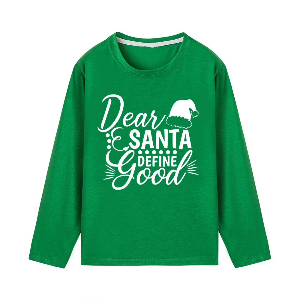 Dear Santas/детская Рождественская футболка с длинными рукавами; Милая Рождественская одежда унисекс с буквенным принтом для мальчиков и девочек; модная одежда - Цвет: 43K9-KLTGN-