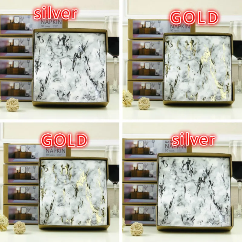10 шт. Лидер продаж Цвет серебристый золотой мрамор мягкое гигиеничное салфетка