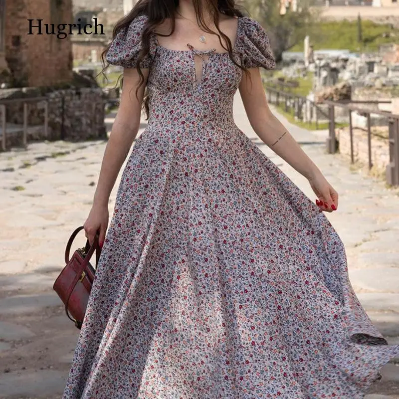 

Floral Printed Sleeveless Strap Midi Dresses 2021 Party Club Sexy Backless Elegant Split Dress Women