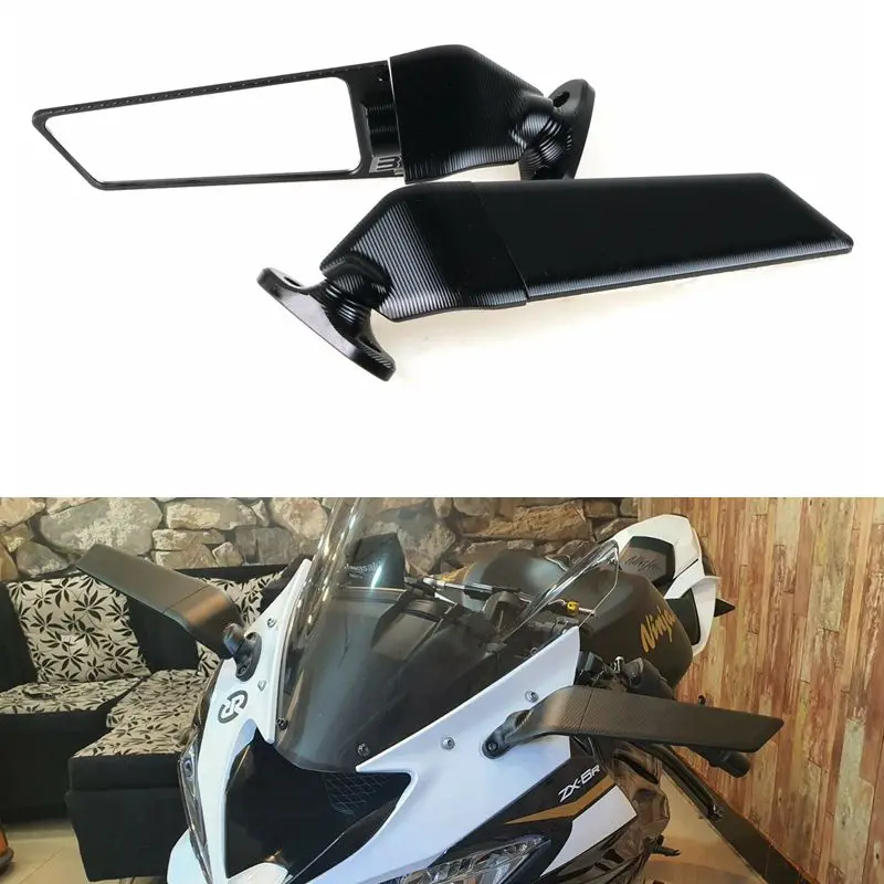 

Newest Modified Motorcycle Rear-view Mirrors Wind Wing Adjustable Rotating Side Mirrors For KAWASAKI ZX-6R ZX-636 2020 2021