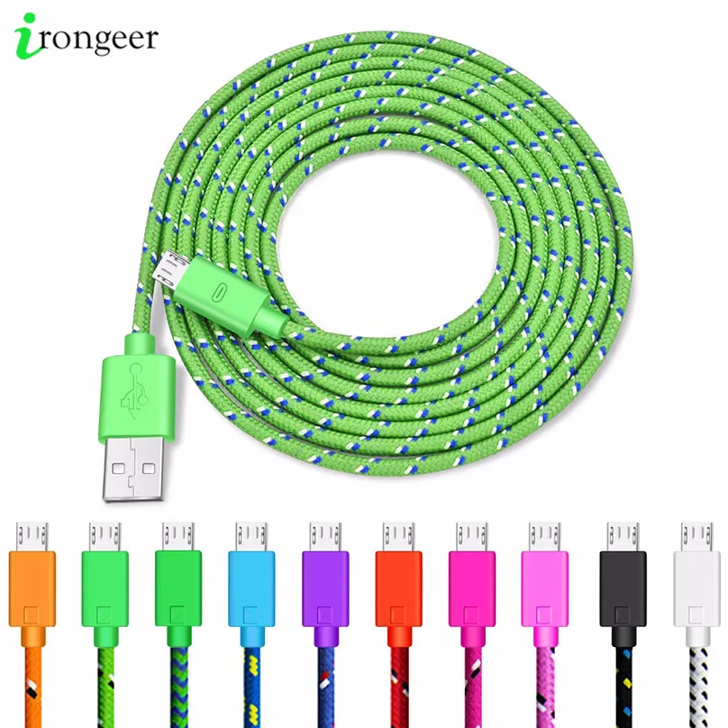 Nylon Braided Micro USB Cable Data Sync USB Charger Cable For Samsung Huawei Xiaomi Android Phone 1M/2M/3M Fast Charging Cables  - buy with discount